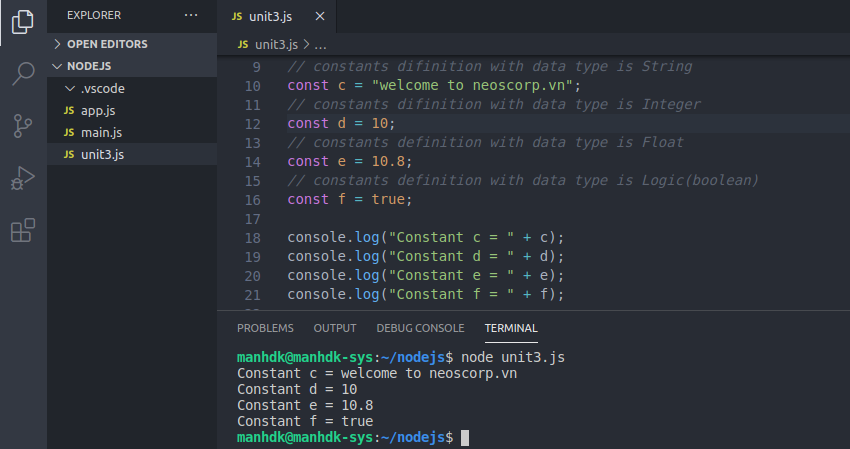 assignment to constant variable. nodejs